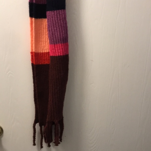 Women’s Striped Multi Color Scarf Burgundy - Picture 3 of 4